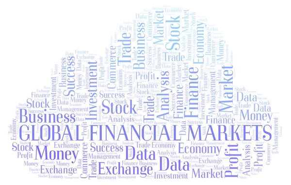 Los Mercados Financieros Mundiales Palabra Nube Wordcloud Con Sólo Texto —  Fotos de Stock