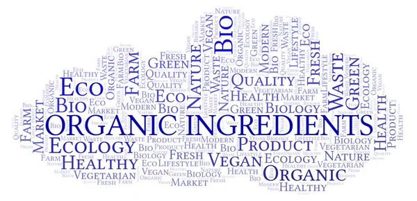 Orgánica Ingredientes Palabra Nube Wordcloud Hecho Con Texto Solamente —  Fotos de Stock