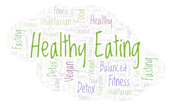 Healthy Eating word cloud - illustration made with text only.