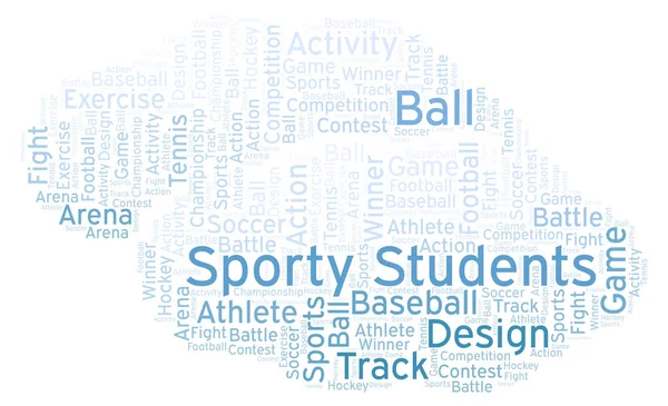 运动的学生词云彩 仅用文本制作 — 图库照片