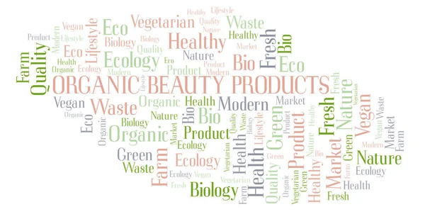 Biologische Beauty Producten Word Cloud Wordcloud Gemaakt Met Alleen Tekst — Stockfoto