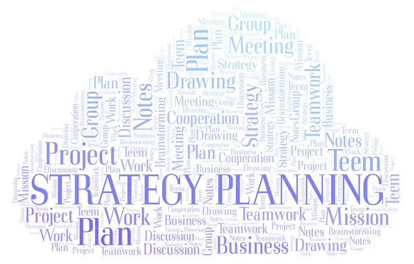 Strateji Planlama Kelime Bulutu Yalnızca Metin Ile Yapılan Wordcloud — Stok fotoğraf