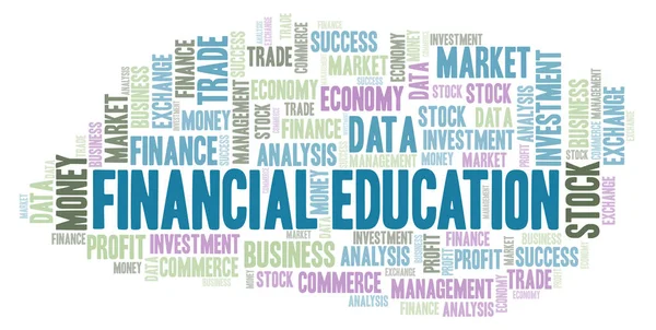 Financial Education Word Cloud Wordcloud Realizzato Solo Con Testo — Foto Stock