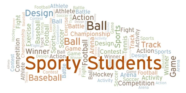 Estudantes Desportivos Nuvem Palavras Feito Apenas Com Texto — Fotografia de Stock