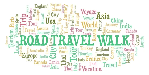 Road Travel Walk word cloud. Wordcloud made with text only.