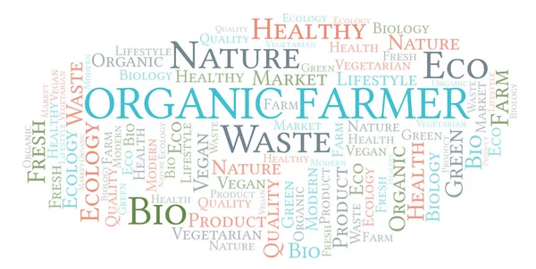 Organic Farmer Nuvem Palavras Wordcloud Feita Apenas Com Texto — Fotografia de Stock