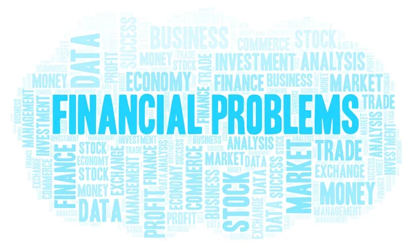 Problemas Financeiros Nuvem Palavras Wordcloud Feita Apenas Com Texto — Fotografia de Stock