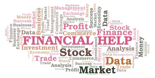 Ajuda Financeira Nuvem Palavras Wordcloud Feita Apenas Com Texto — Fotografia de Stock