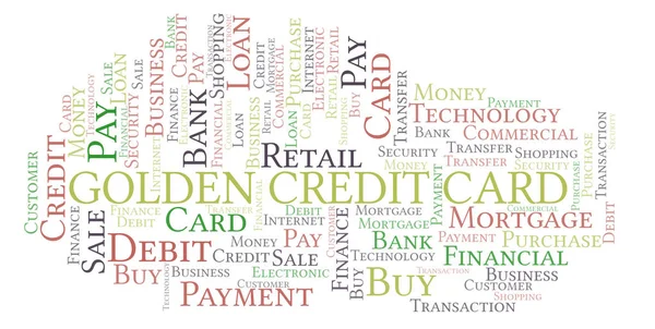 Golden Credit Card Word Cloud Wordcloud Made Text Only — Stock Photo, Image