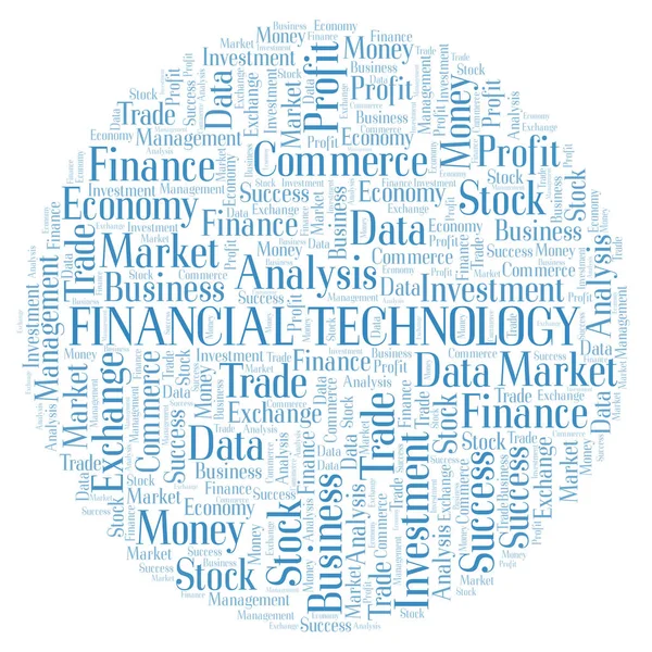 Finanční Technologie Slovo Mrak Wordcloud Pouze Text — Stock fotografie