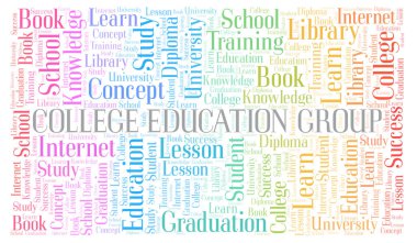 Eğitim grup kolej kelime bulutu, yalnızca metin ile yapılan wordcloud.