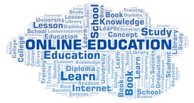 Online eğitim kelime bulutu, yalnızca metin ile yapılan wordcloud.