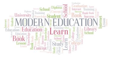 Modern eğitim kelime bulutu, yalnızca metin ile yapılan wordcloud.