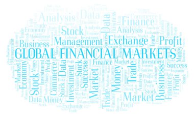 Küresel finansal piyasalar kelime bulutu, yalnızca metin ile yapılan wordcloud.