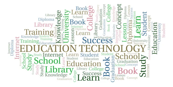 Eğitim Teknolojisi Kelime Bulutu Yalnızca Metin Ile Yapılan Wordcloud — Stok fotoğraf