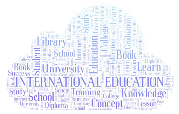 Nube Palabra Educación Internacional Wordcloud Con Sólo Texto — Foto de Stock