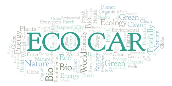 Nuvem Palavras Eco Car Wordcloud Feito Apenas Com Texto — Fotografia de Stock