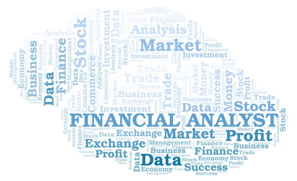 Finanční Analytik Slovo Mrak Wordcloud Pouze Text — Stock fotografie