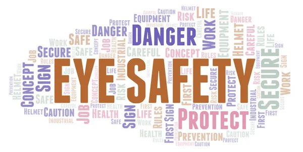 Eye Safety word cloud. Word cloud made with text only.