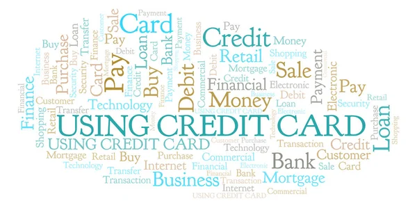 Usando Cartão Crédito Nuvem Palavras Wordcloud Feito Apenas Com Texto — Fotografia de Stock