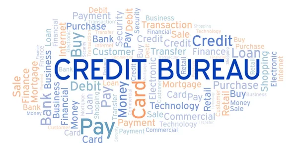 Credito Bureau Parola Nuvola Wordcloud Realizzato Solo Con Testo — Foto Stock