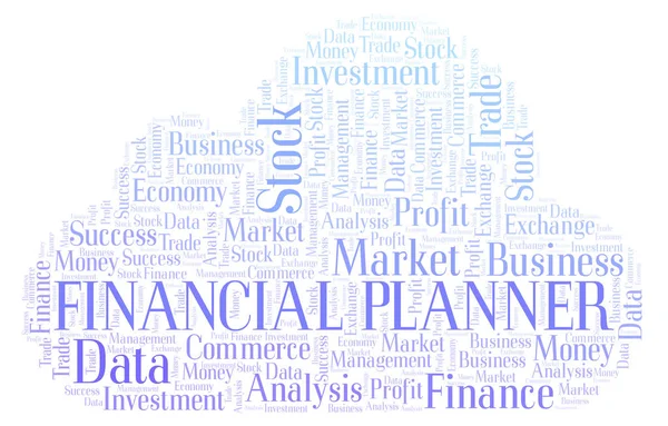 Financial Planner Nuvem Palavras Wordcloud Feita Apenas Com Texto — Fotografia de Stock