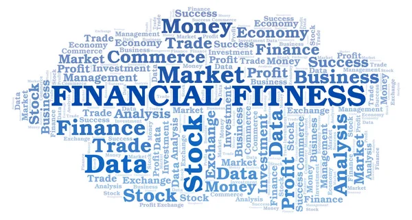 Financial Fitness Word Cloud Wordcloud Realizzato Solo Con Testo — Foto Stock