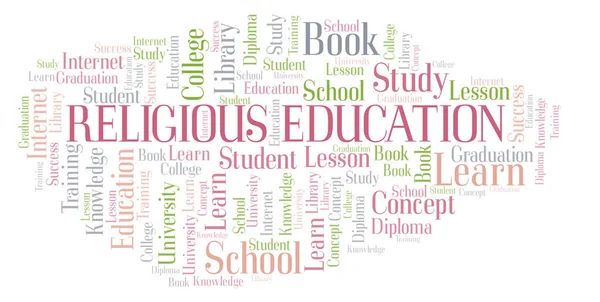 Educação Religiosa Nuvem Palavras Wordcloud Feita Apenas Com Texto — Fotografia de Stock