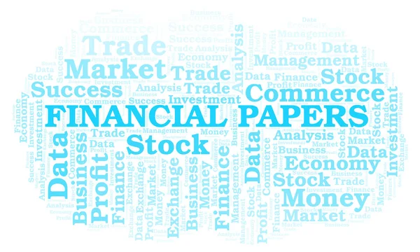 Finansiella Papper Word Cloud Wordcloud Gjorda Med Endast Text — Stockfoto