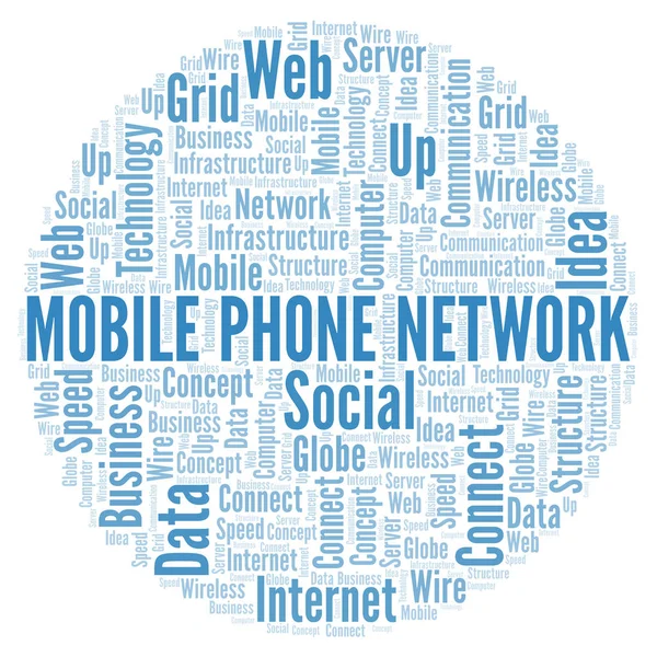 Mobiltelefon Hálózat Szó Felhő Gyártott Val Csak Szöveg Szó Felhő — Stock Fotó