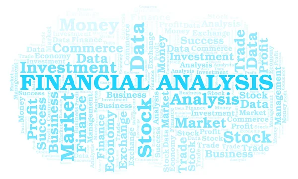 財務分析の単語の雲 テキストのみで作られた Wordcloud — ストック写真