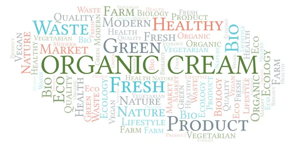 Organic Cream Nube Palabras Wordcloud Hecha Solo Con Texto —  Fotos de Stock