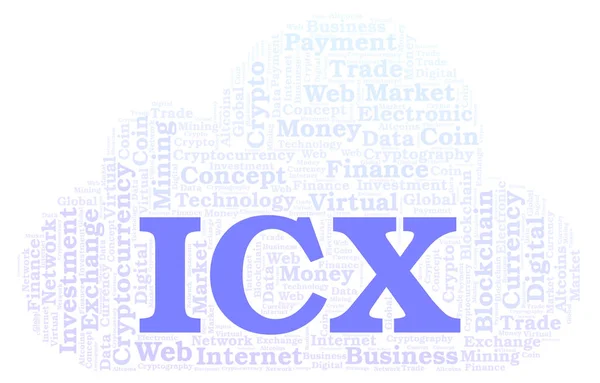 Облако Слов Icx Icon Криптовалюте Облако Слов Текстом — стоковое фото