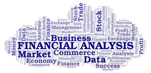 Financiële Analyse Word Cloud Wordcloud Gemaakt Met Alleen Tekst — Stockfoto