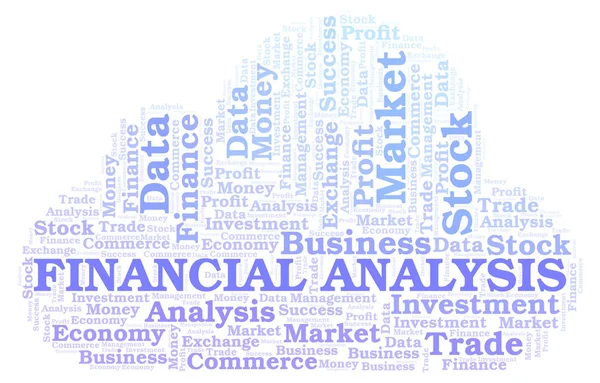 Análise Financeira Nuvem Palavras Wordcloud Feita Apenas Com Texto — Fotografia de Stock