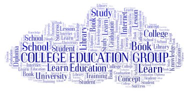 Eğitim grup kolej kelime bulutu, yalnızca metin ile yapılan wordcloud.