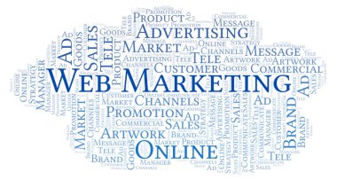 Kelime bulutu metin Web Pazarlama ile. Yalnızca metin ile yapılan Wordcloud.