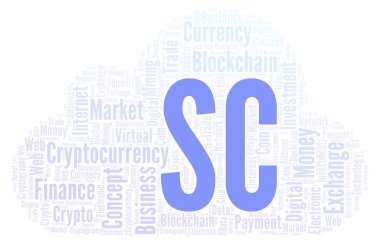 Cryptocurrency para kelime bulutu SC veya Siacoin. Yalnızca metin ile yapılan kelime bulutu.