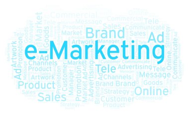 Kelime bulutu metin e-pazarlama ile. Yalnızca metin ile yapılan Wordcloud.