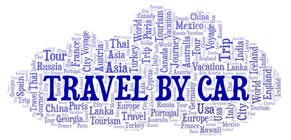 Travel Car Nuvem Palavras Wordcloud Feito Apenas Com Texto — Fotografia de Stock