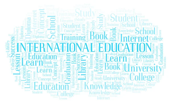 Educação Internacional Nuvem Palavras Wordcloud Feita Apenas Com Texto — Fotografia de Stock