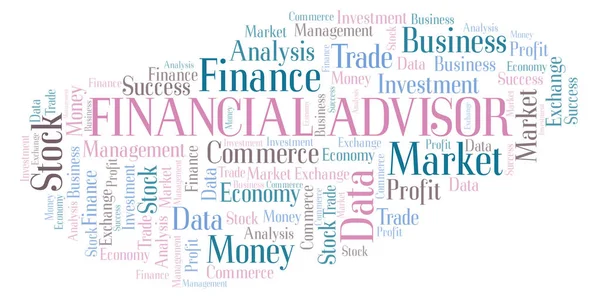 Financial Advisor Nuvem Palavras Wordcloud Feita Apenas Com Texto — Fotografia de Stock