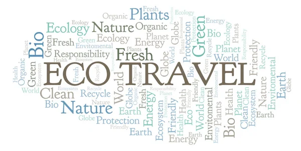 Eco Reizen Word Cloud Wordcloud Gemaakt Met Alleen Tekst — Stockfoto