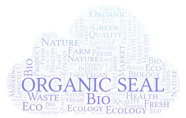 Organic Seal Palabra Nube Wordcloud Hecho Solo Con Texto —  Fotos de Stock