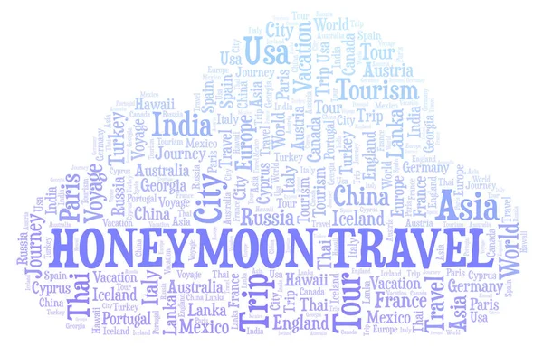 Lua Mel Viagem Nuvem Palavras Wordcloud Feito Apenas Com Texto — Fotografia de Stock