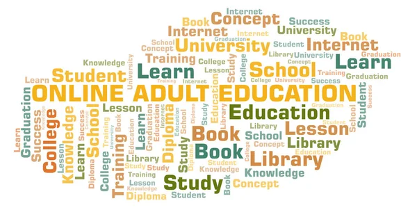 Online Adult Education Nuvem Palavras Wordcloud Feita Apenas Com Texto — Fotografia de Stock