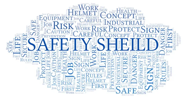 Safety Sheild word cloud. Word cloud made with text only.