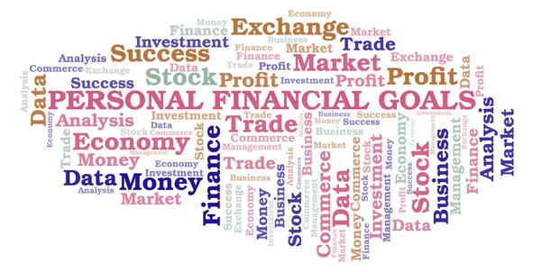 Objetivos Financieros Personales Word Cloud Wordcloud Made Text Only —  Fotos de Stock