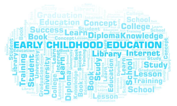 Πρώιμη Παιδική Εκπαίδευση Λέξη Σύννεφο Wordcloud Γίνεται Κείμενο Μόνο — Φωτογραφία Αρχείου