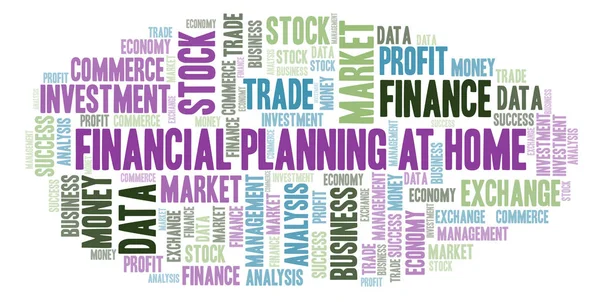 Finansiell Planering Hemma Word Cloud Wordcloud Gjorda Med Endast Text — Stockfoto